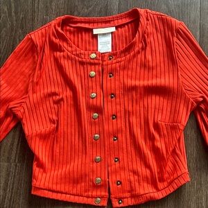 Michael Kors Red button Up Cropped Cardigan 3/4 Sleeve size XS